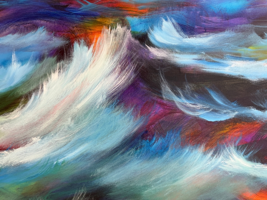 Gerrit Greve (1948-2024, Cardiff by the Sea, CA) Original Acrylic Painting On Canvas Titled 'Wonderment Seas' 2015 Signed Verso 60 X 40 Estimate $2,400 - $3,000 [Photo 3]