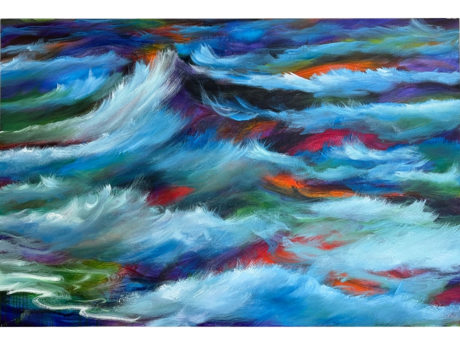 Gerrit Greve (1948-2024, Cardiff by the Sea, CA) Original Acrylic Painting On Canvas Titled 'Wonderment Seas' 2015 Signed Verso 60 X 40 Estimate $2,400 - $3,000
