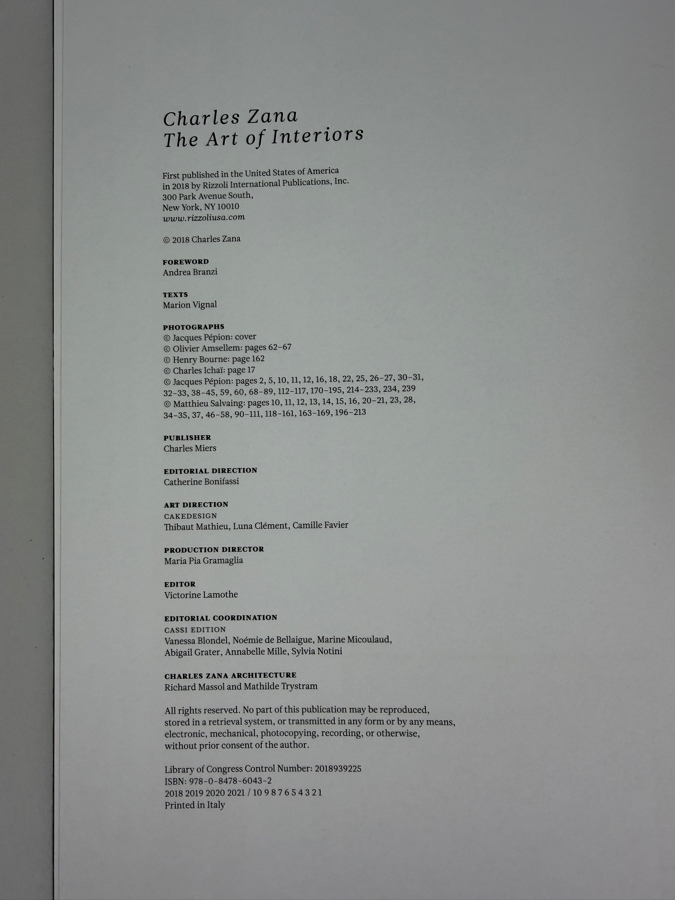 Just Added - Hardcover Interior Architect Monolith Book Charles Zana: The Art of Interiors Published by Rizzoli International Publications Retails $65 [Photo 5]