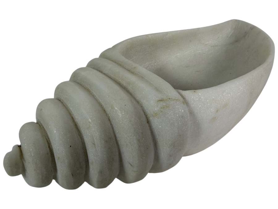 Just Added - Carved White Marble Shell Bowl 13.5'L X 4'H