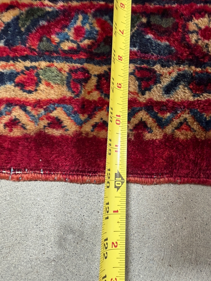 Just Added - Vintage 1930s Persian Sarouk Hand Knotted Wool Area Rug with a Medallion Semi Floral Design 9.1 X 14.8 - Has Some Condition Issues Including Several Tears - Appraised at $12,500 [Photo 14]