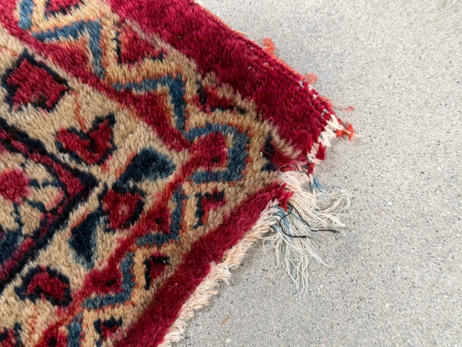 Just Added - Vintage 1930s Persian Sarouk Hand Knotted Wool Area Rug with a Medallion Semi Floral Design 9.1 X 14.8 - Has Some Condition Issues Including Several Tears - Appraised at $12,500 [Photo 8]