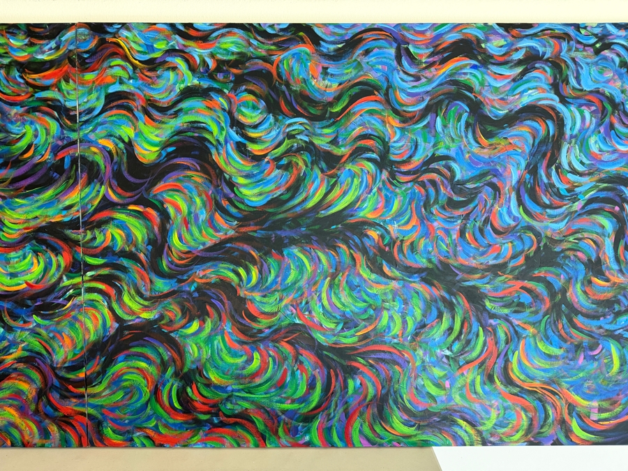 Just Added - Gerrit Greve (1948-2024, Cardiff by the Sea, CA) Original Acrylic Diptych Painting On Canvas Titled 'A Sense of Surf'  Signed Verso 120 X 48 Estimate $5,800 - $7,200 [Photo 3]
