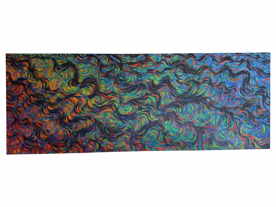 Just Added - Gerrit Greve (1948-2024, Cardiff by the Sea, CA) Original Acrylic Diptych Painting On Canvas Titled 'A Sense of Surf'  Signed Verso 120 X 48 Estimate $5,800 - $7,200