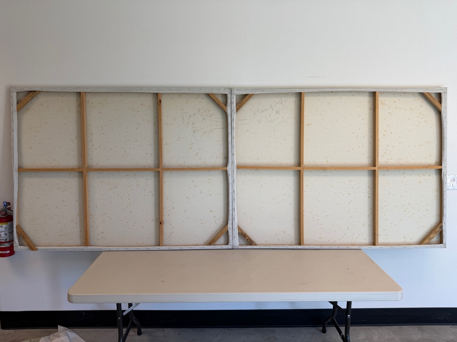Just Added - Gerrit Greve (1948-2024, Cardiff by the Sea, CA) Original Acrylic Diptych Painting On Canvas Titled 'A Sense of Surf'  Signed Verso 120 X 48 Estimate $5,800 - $7,200 [Photo 8]