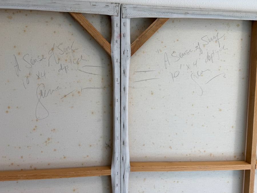 Just Added - Gerrit Greve (1948-2024, Cardiff by the Sea, CA) Original Acrylic Diptych Painting On Canvas Titled 'A Sense of Surf'  Signed Verso 120 X 48 Estimate $5,800 - $7,200 [Photo 9]