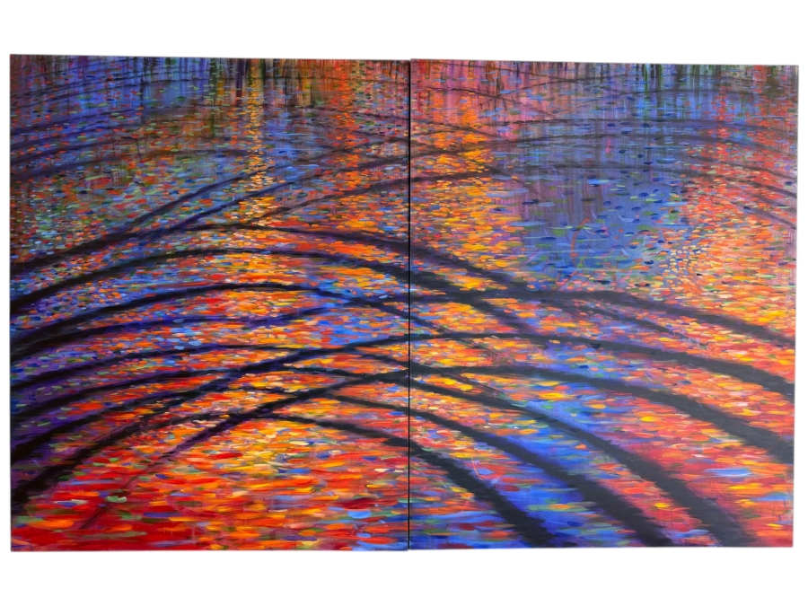 Just Added - Gerrit Greve (1948-2024, Cardiff by the Sea, CA) Original Acrylic Diptych Painting On Canvas Titled 'Unfinished Symphony' 2000 Signed Verso 96 X 60 Estimate $5,800 - $7,200
