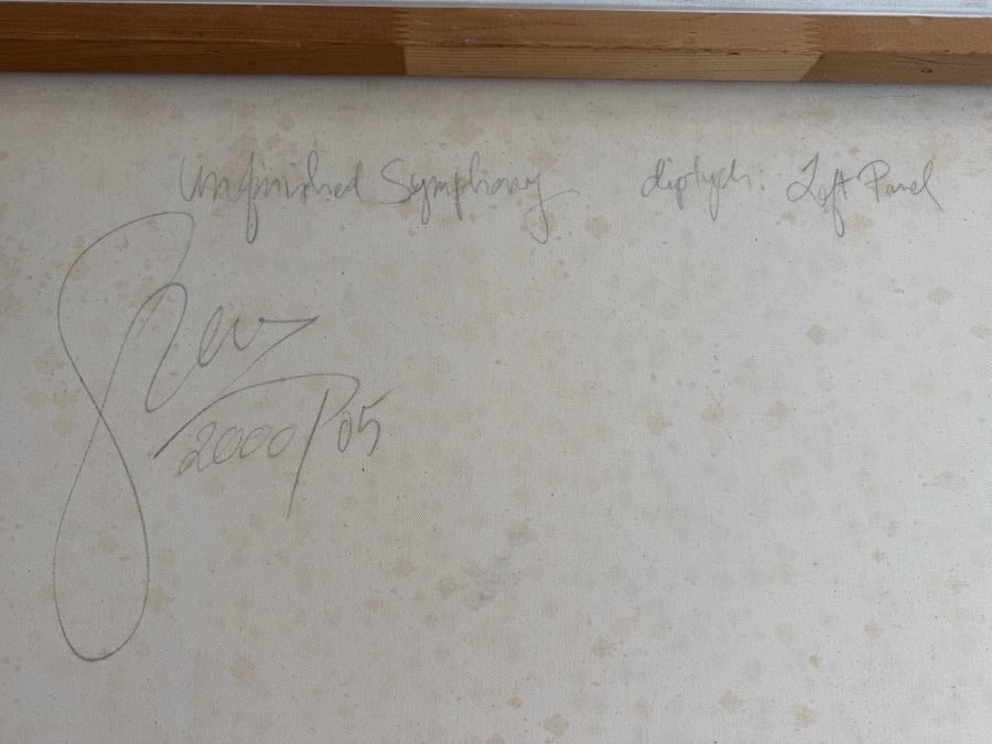 Just Added - Gerrit Greve (1948-2024, Cardiff by the Sea, CA) Original Acrylic Diptych Painting On Canvas Titled 'Unfinished Symphony' 2000 Signed Verso 96 X 60 Estimate $5,800 - $7,200 [Photo 8]