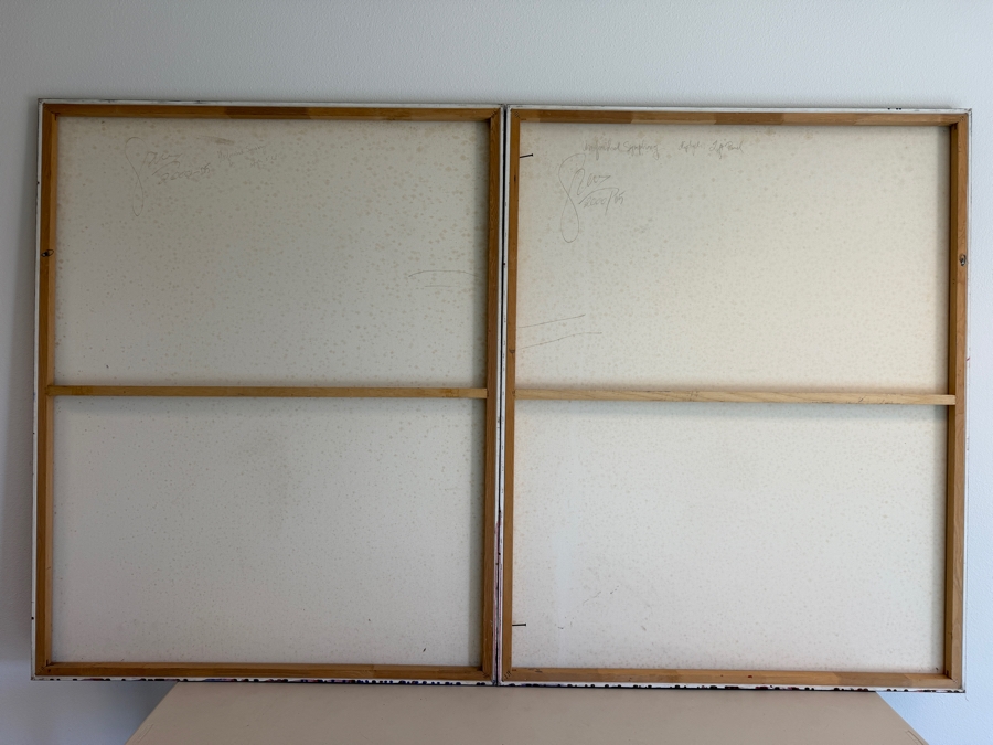 Just Added - Gerrit Greve (1948-2024, Cardiff by the Sea, CA) Original Acrylic Diptych Painting On Canvas Titled 'Unfinished Symphony' 2000 Signed Verso 96 X 60 Estimate $5,800 - $7,200 [Photo 7]