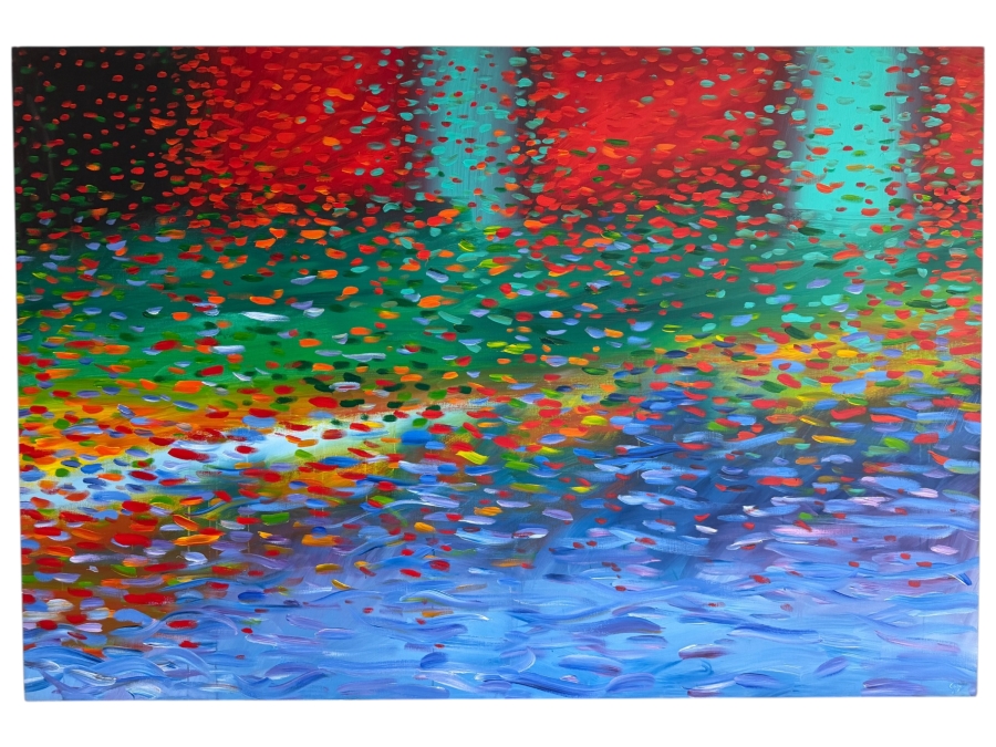 Just Added - Gerrit Greve (1948-2024, Cardiff by the Sea, CA) Original Acrylic Painting On Canvas Titled 'Harbor Reflections' Signed Lower Right and Verso 71 X 48 Estimate $3,400 - $4,300 [Photo 1]