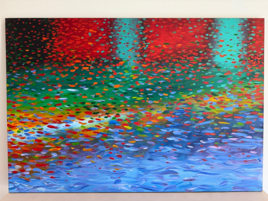 Just Added - Gerrit Greve (1948-2024, Cardiff by the Sea, CA) Original Acrylic Painting On Canvas Titled 'Harbor Reflections' Signed Lower Right and Verso 71 X 48 Estimate $3,400 - $4,300 [Photo 2]