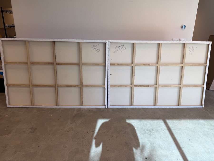 Just Added - Gerrit Greve (1948-2024, Cardiff by the Sea, CA) Original Acrylic Diptych Painting On Canvas Titled '3rd Symphony' 2015 Signed Verso 144 X 48 Estimate $6,900 - $8,600 [Photo 7]