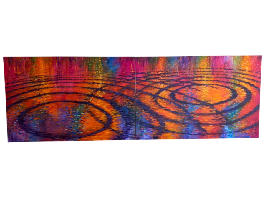 Just Added - Gerrit Greve (1948-2024, Cardiff by the Sea, CA) Original Acrylic Diptych Painting On Canvas Titled '3rd Symphony' 2015 Signed Verso 144 X 48 Estimate $6,900 - $8,600 [Photo 1]
