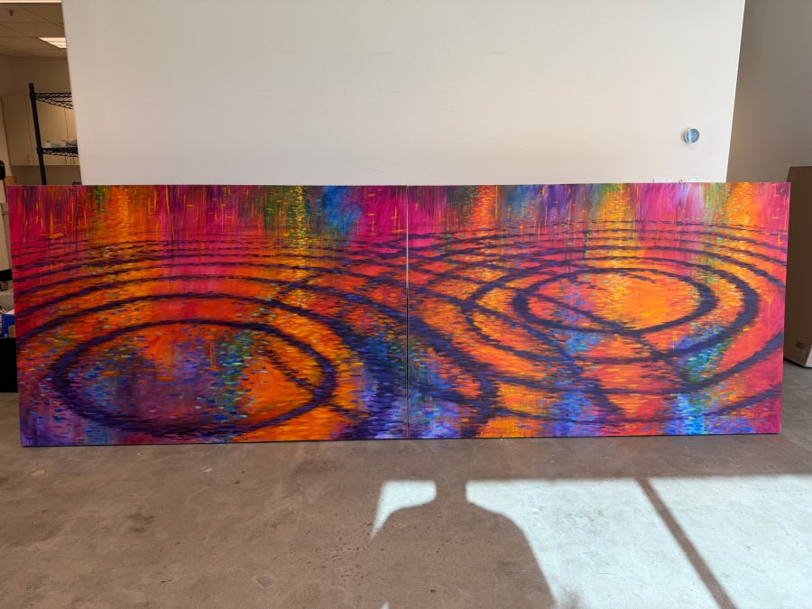 Just Added - Gerrit Greve (1948-2024, Cardiff by the Sea, CA) Original Acrylic Diptych Painting On Canvas Titled '3rd Symphony' 2015 Signed Verso 144 X 48 Estimate $6,900 - $8,600 [Photo 2]