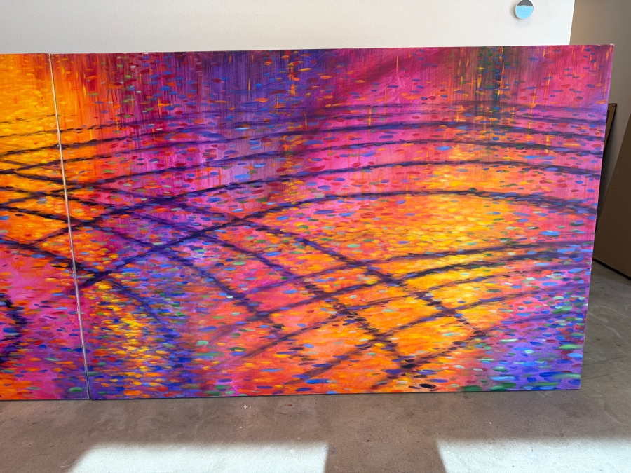 Just Added - Gerrit Greve (1948-2024, Cardiff by the Sea, CA) Original Acrylic Diptych Painting On Canvas Titled 'New Symphony' 2015 Signed Verso 132 X 48 Estimate $6,300 - $7,900 [Photo 3]