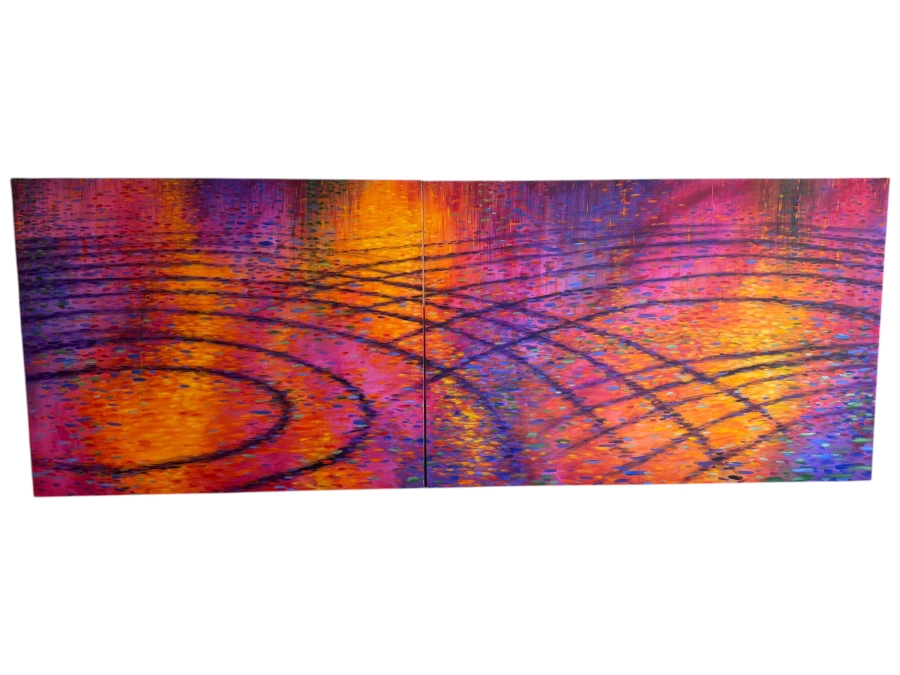 Just Added - Gerrit Greve (1948-2024, Cardiff by the Sea, CA) Original Acrylic Diptych Painting On Canvas Titled 'New Symphony' 2015 Signed Verso 132 X 48 Estimate $6,300 - $7,900