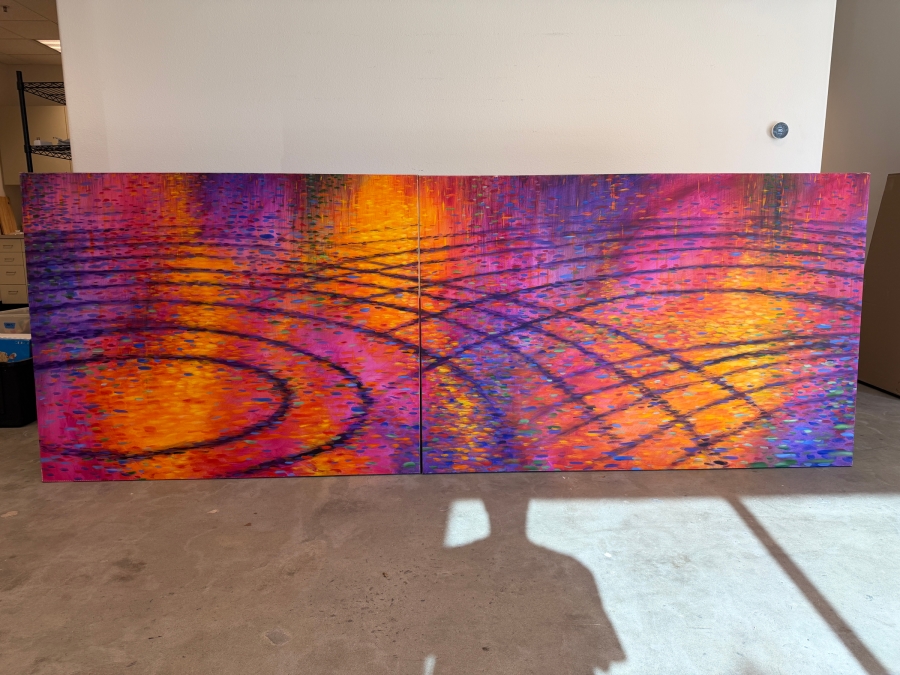 Just Added - Gerrit Greve (1948-2024, Cardiff by the Sea, CA) Original Acrylic Diptych Painting On Canvas Titled 'New Symphony' 2015 Signed Verso 132 X 48 Estimate $6,300 - $7,900 [Photo 2]