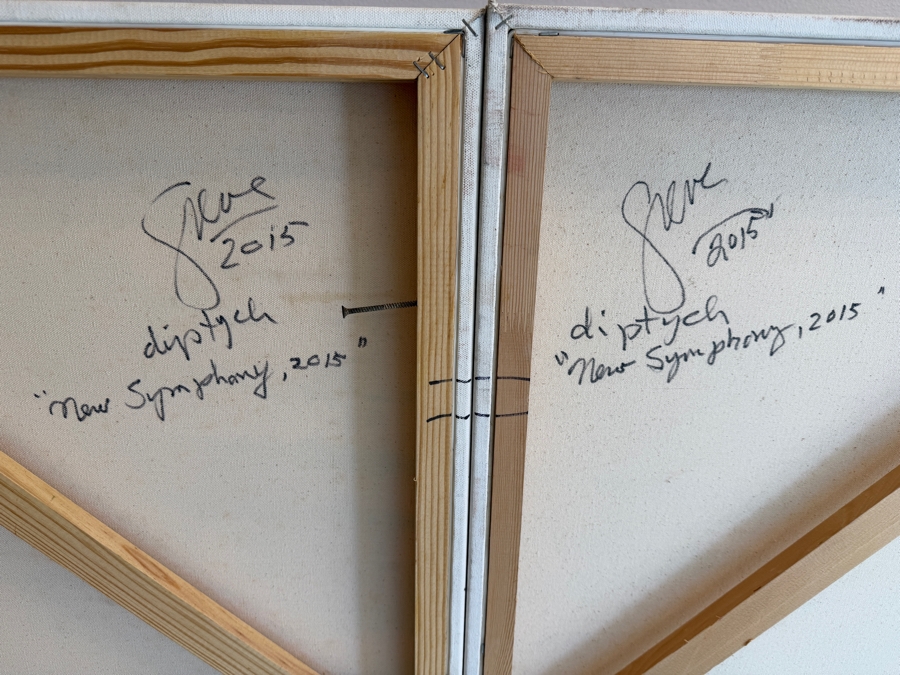 Just Added - Gerrit Greve (1948-2024, Cardiff by the Sea, CA) Original Acrylic Diptych Painting On Canvas Titled 'New Symphony' 2015 Signed Verso 132 X 48 Estimate $6,300 - $7,900 [Photo 8]