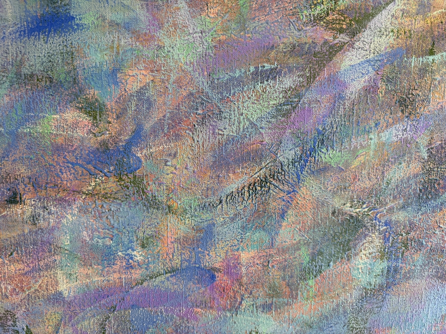 Just Added - Gerrit Greve (1948-2024, Cardiff by the Sea, CA) Original Acrylic Diptych Painting On Canvas Titled 'Monet's Waters #2' 1991 Signed Verso 120 X 45 Estimate $5,400 - $6,800 [Photo 4]