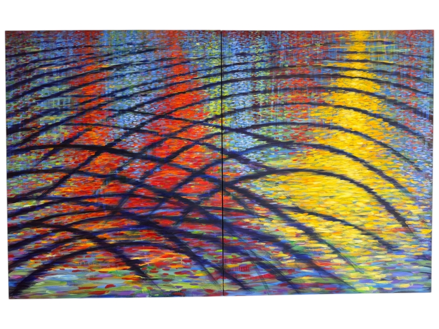 Just Added - Gerrit Greve (1948-2024, Cardiff by the Sea, CA) Original Acrylic Diptych Painting On Canvas 2005 Signed Verso 96 X 60 Estimate $5,800 - $7,200