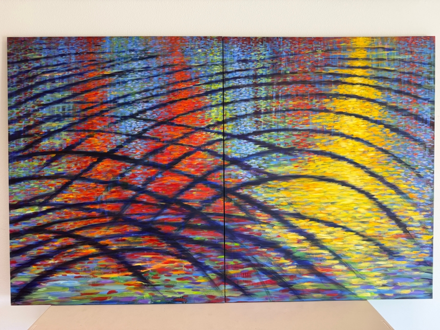 Just Added - Gerrit Greve (1948-2024, Cardiff by the Sea, CA) Original Acrylic Diptych Painting On Canvas 2005 Signed Verso 96 X 60 Estimate $5,800 - $7,200 [Photo 2]