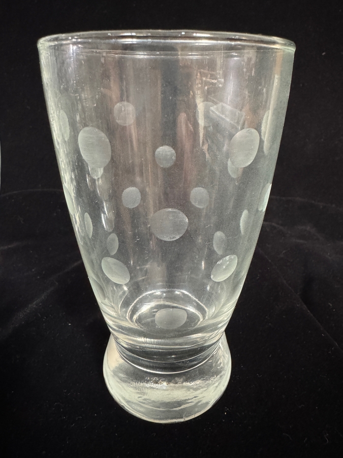 Just Added - Vintage Mid Century Modern Clear Glass Dinnerware Set With Cut Polka Dot Pattern Approximate Service for 8 [Photo 4]