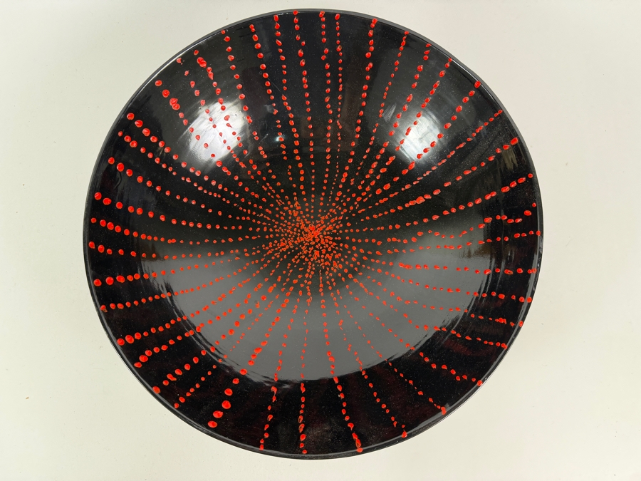 Just Added - Gerrit Greve (1948-2024, Cardiff by the Sea, CA) Original Acrylic Sand Painted Vessel Bowl (These Were Coupled With His Paintings) 13.75W X 4H (RL) Estimate $500 - $600 [Photo 4]