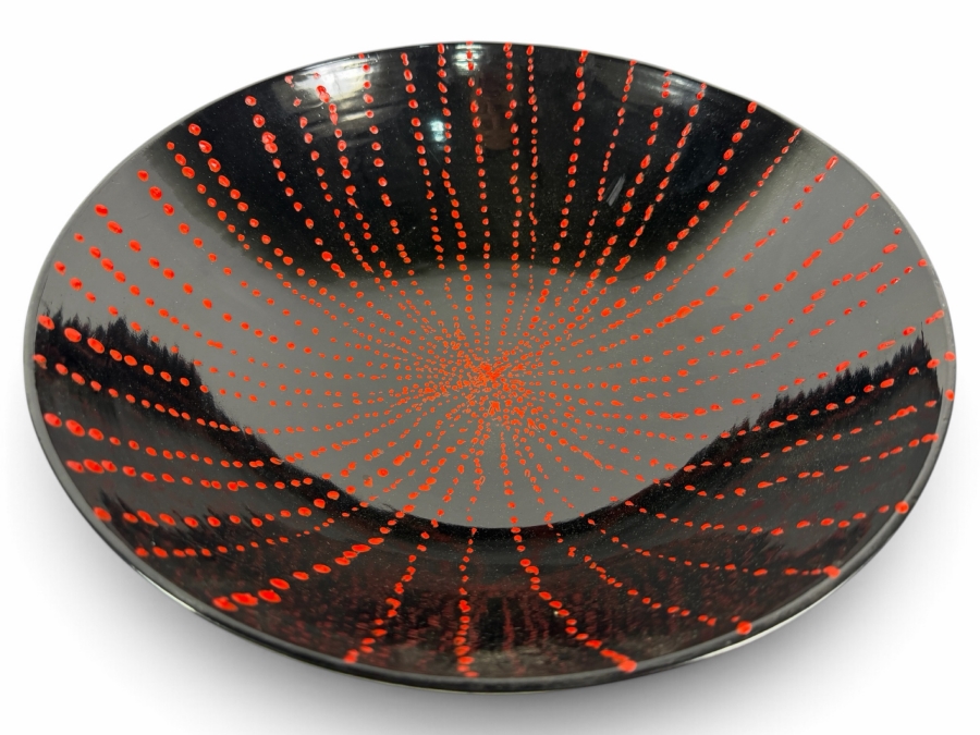 Just Added - Gerrit Greve (1948-2024, Cardiff by the Sea, CA) Original Acrylic Sand Painted Vessel Bowl (These Were Coupled With His Paintings) 13.75W X 4H (RL) Estimate $500 - $600