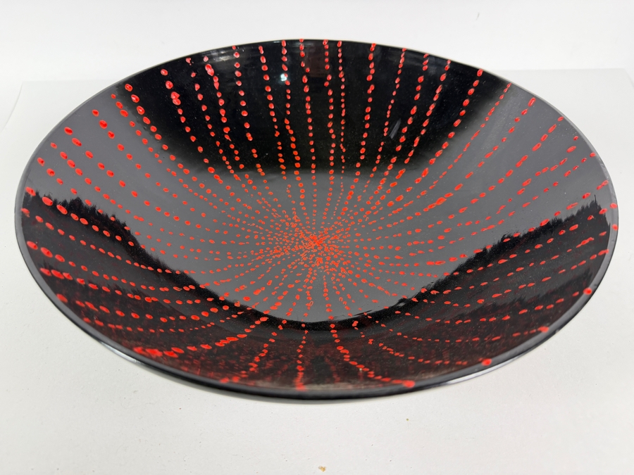 Just Added - Gerrit Greve (1948-2024, Cardiff by the Sea, CA) Original Acrylic Sand Painted Vessel Bowl (These Were Coupled With His Paintings) 13.75W X 4H (RL) Estimate $500 - $600 [Photo 5]