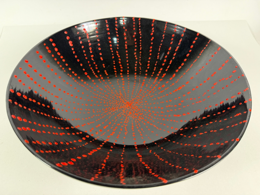 Just Added - Gerrit Greve (1948-2024, Cardiff by the Sea, CA) Original Acrylic Sand Painted Vessel Bowl (These Were Coupled With His Paintings) 13.75W X 4H (RL) Estimate $500 - $600 [Photo 2]