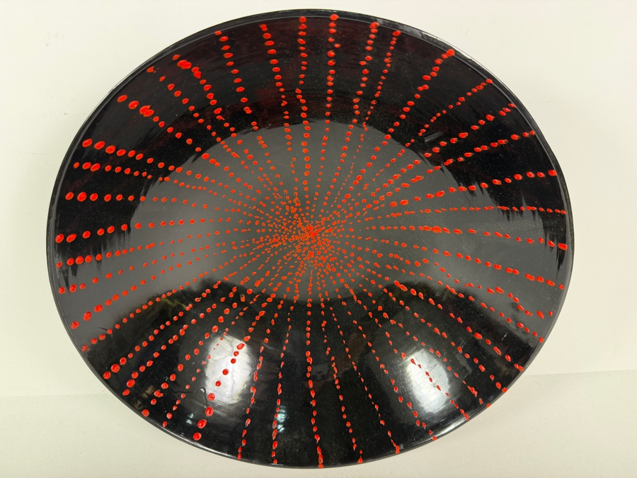 Just Added - Gerrit Greve (1948-2024, Cardiff by the Sea, CA) Original Acrylic Sand Painted Vessel Bowl (These Were Coupled With His Paintings) 13.75W X 4H (RL) Estimate $500 - $600 [Photo 3]