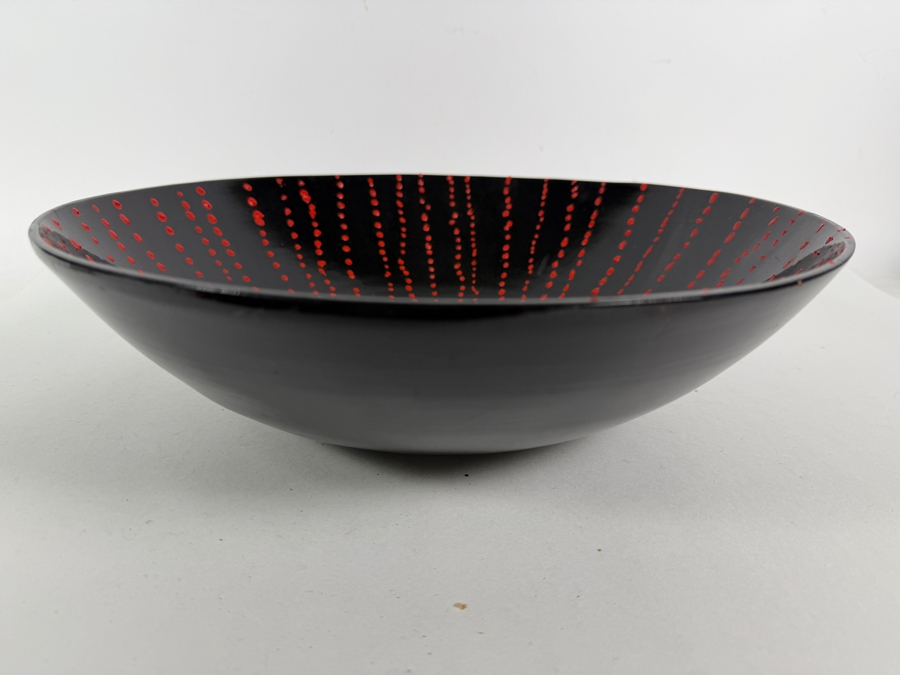 Just Added - Gerrit Greve (1948-2024, Cardiff by the Sea, CA) Original Acrylic Sand Painted Vessel Bowl (These Were Coupled With His Paintings) 13.75W X 4H (RL) Estimate $500 - $600 [Photo 6]