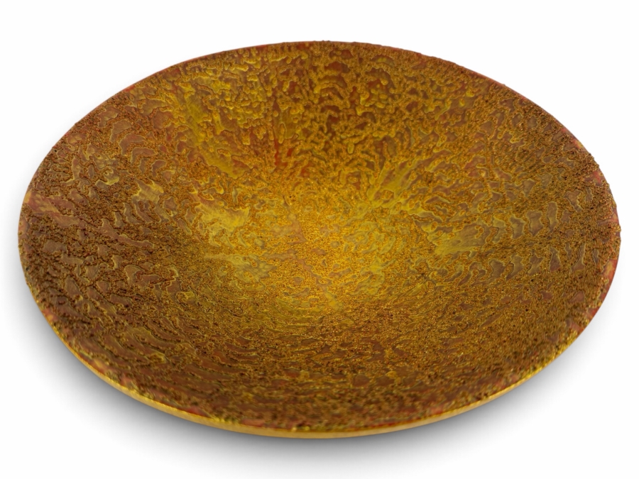 Just Added - Gerrit Greve (1948-2024, Cardiff by the Sea, CA) Original Acrylic Sand Painted Vessel Bowl (These Were Coupled With His Paintings) 12W X 3H (RL) Estimate $500 - $600