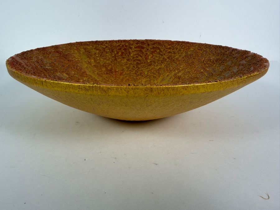 Just Added - Gerrit Greve (1948-2024, Cardiff by the Sea, CA) Original Acrylic Sand Painted Vessel Bowl (These Were Coupled With His Paintings) 12W X 3H (RL) Estimate $500 - $600 [Photo 6]