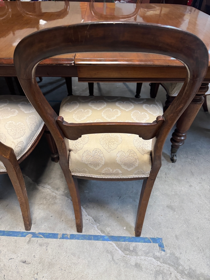 Just Added - Antique William IV Mahogany Extending Dining Table And Eight Balloon Back Chairs (6 Matching/2 Others Matching) Light Reflection on Table Top 62'-90'L X 47'W X 29'H [Photo 6]