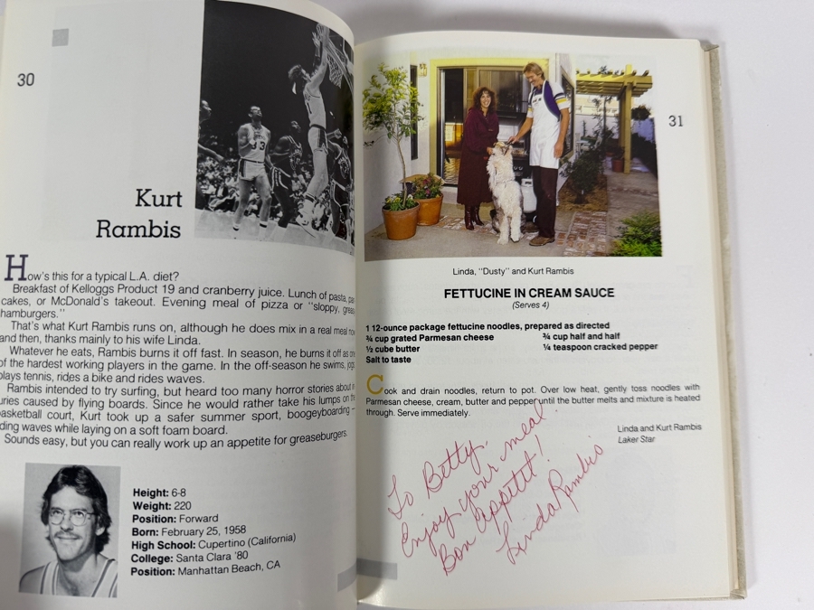 Just Added - Rare 1985 'World Champion Los Angeles Lakers Are Cookin' Family Cook Book' Published by the Laker Ladies with Some Signatures of the Wives [Photo 5]