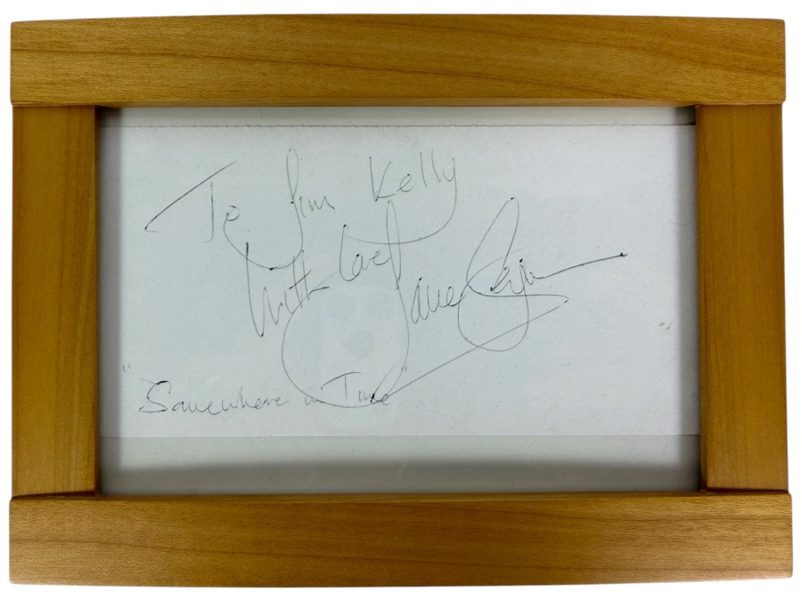 Just Added - Framed Jane Seymour Autograph with a Dansk 4' X 6' Wooden Frame