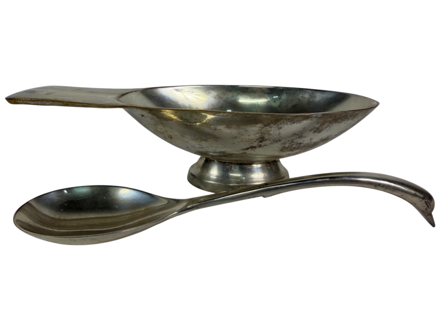Just Added - Vintage Christofle Gallia Silver-Plate 'Swan' Gravy Boat and Spoon Designed by Christian Fjerdingstad Around 1935