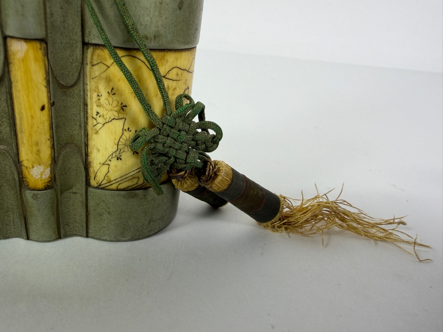 Just Added - Antique Chinese Opium Water Pipe Featured Carved Bone Scenes 13.5'H [Photo 4]