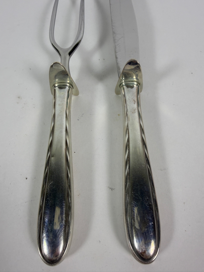 Just Added - Towle Sterling Silver Handle 2-Piece Steak Carving Set 'Silver Flutes' Pattern [Photo 2]