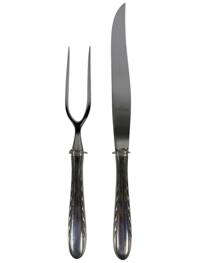 Just Added - Towle Sterling Silver Handle 2-Piece Steak Carving Set 'Silver Flutes' Pattern