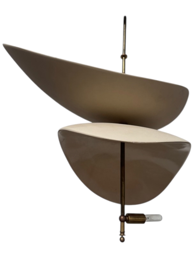 Just Added - Elsa Foulon Style Sculptural Ceramic And Brass Two Tier Pendant Light 23'W X 30'H [Photo 3]