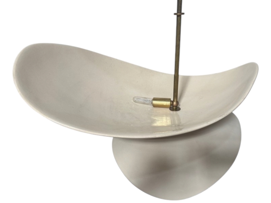 Just Added - Elsa Foulon Style Sculptural Ceramic And Brass Two Tier Pendant Light 23'W X 30'H [Photo 2]