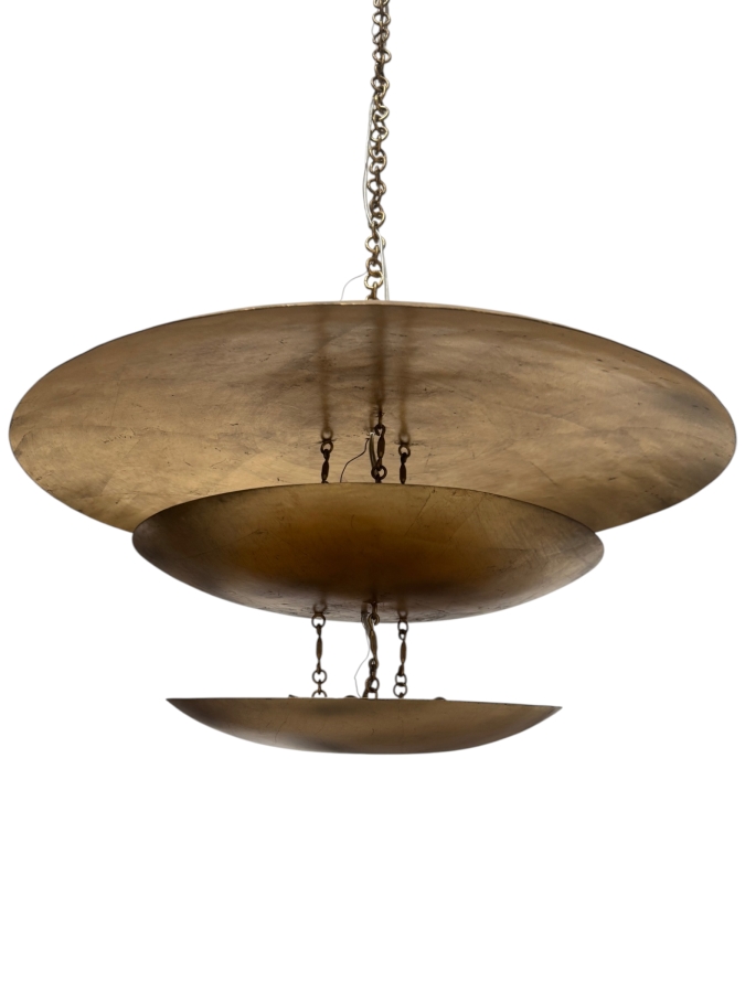 Just Added - Arteriors Florko Three Tier Gold Leaf Iron Chandelier 29'W X 15'H Plus Cord