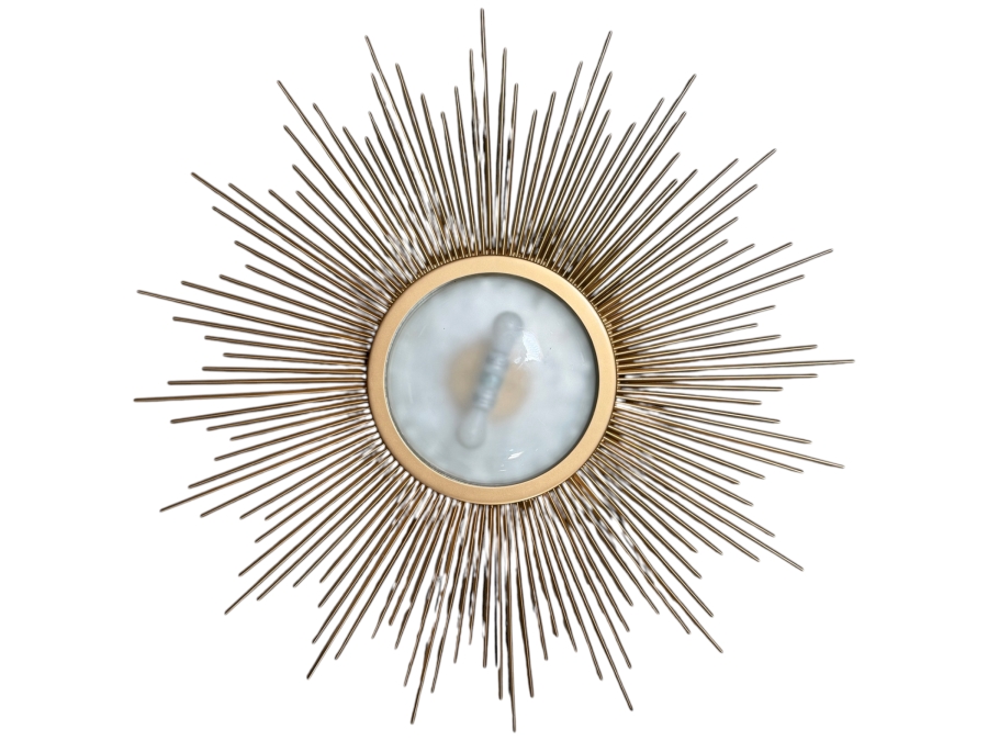 Just Added - Mid-Century Modern Style Gold Finished Iron Sunburst Flush Mount Ceiling Light Fixture With Frosted Glass Shade 42'