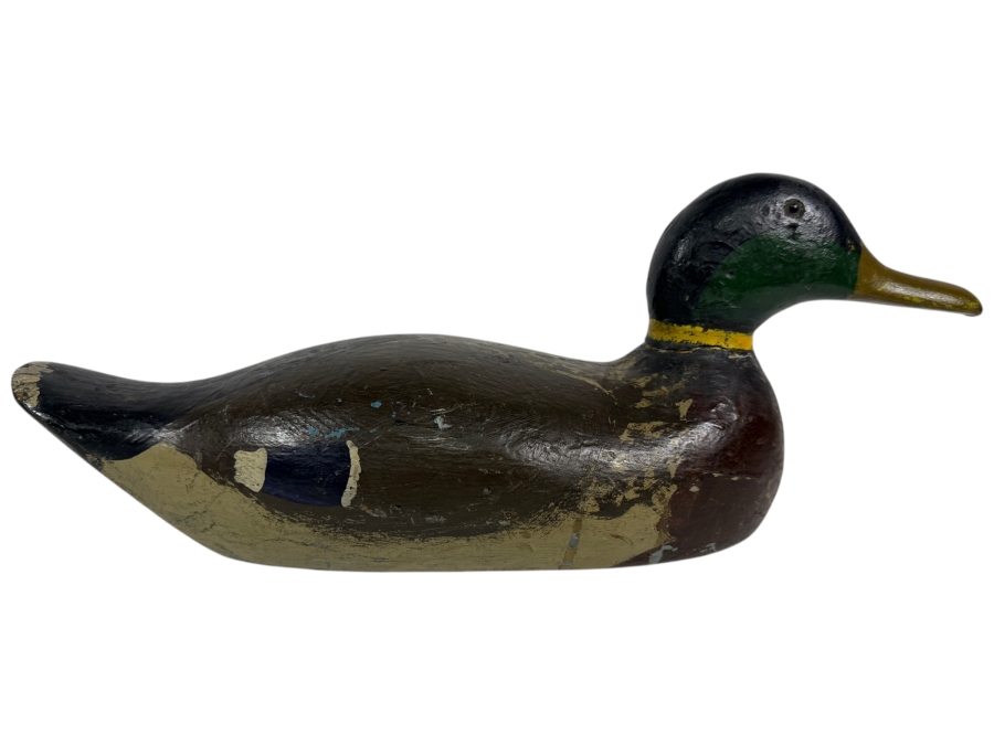 Just Added - Antique Hand-Painted Wooden Duck Decoy 17'L