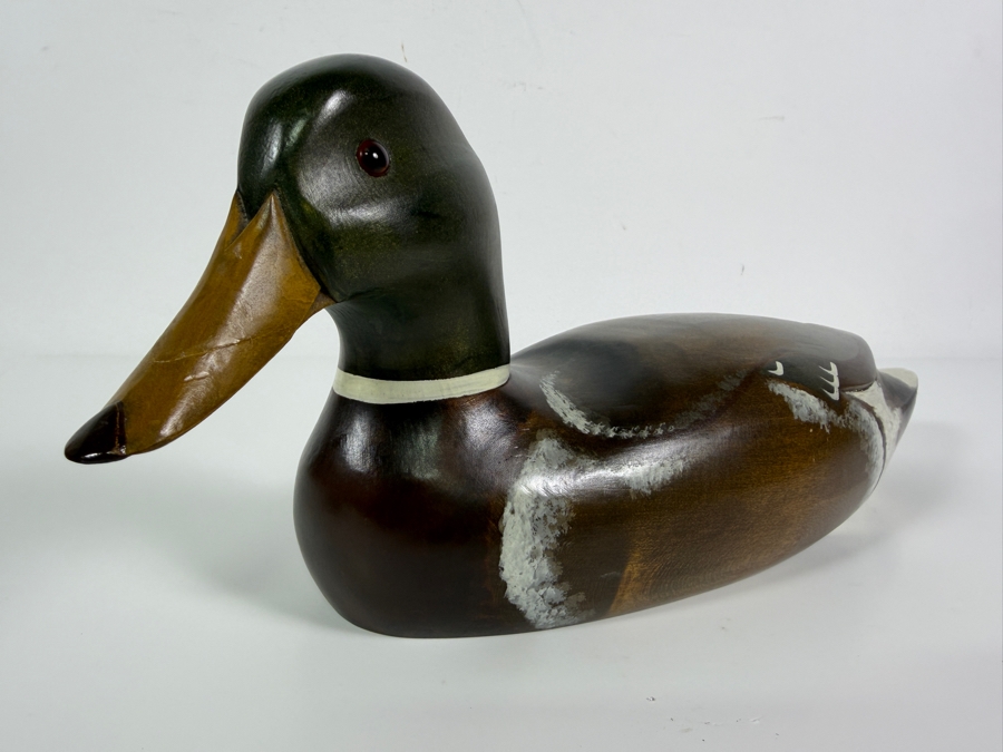 Just Added - Vintage Hand-Painted Wooden Mallard Duck by The Wooden Bird Factory Signed and Dated 1980 14'L [Photo 2]