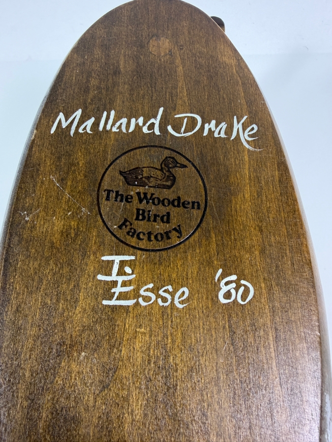 Just Added - Vintage Hand-Painted Wooden Mallard Duck by The Wooden Bird Factory Signed and Dated 1980 14'L [Photo 4]