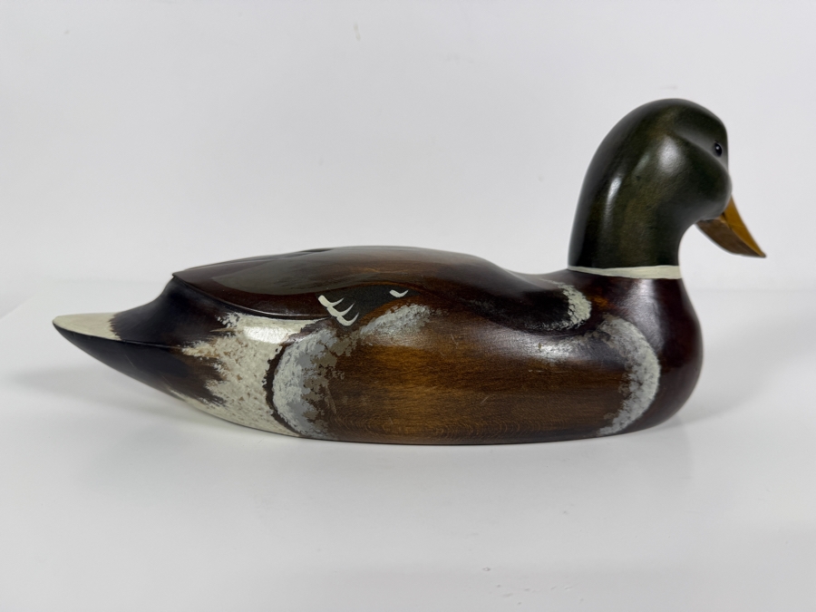 Just Added - Vintage Hand-Painted Wooden Mallard Duck by The Wooden Bird Factory Signed and Dated 1980 14'L [Photo 3]