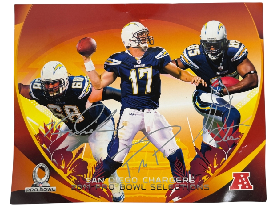  Just Added - San Diego Chargers 2011 Pro Bowl Selections Commemorative 8x10 Print Signed by Philip Rivers, Antonio Gates and Nick Hardwick